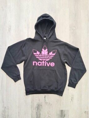 ATC The Authentic T-Shirt Company Medium "Native" Logo Hoodie Black/Pink Sweater